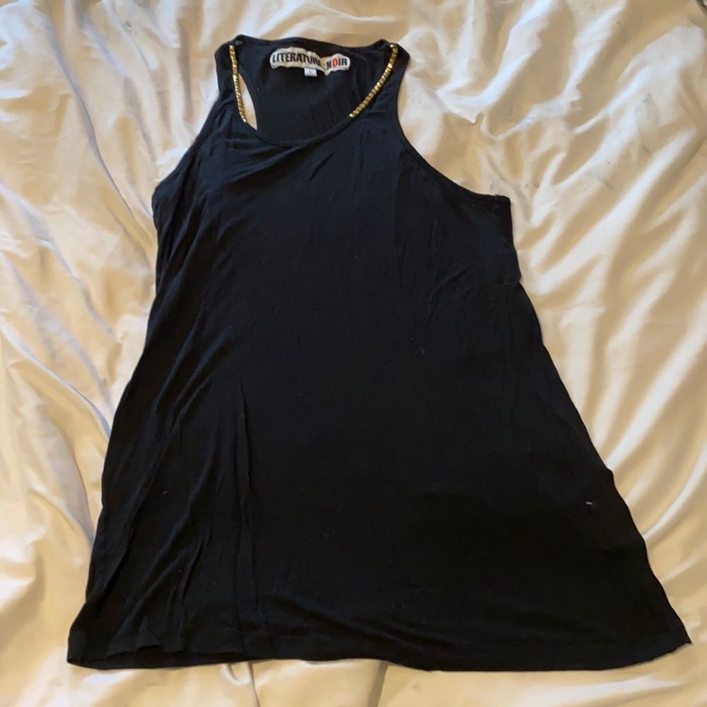 Black tank top with gold studs